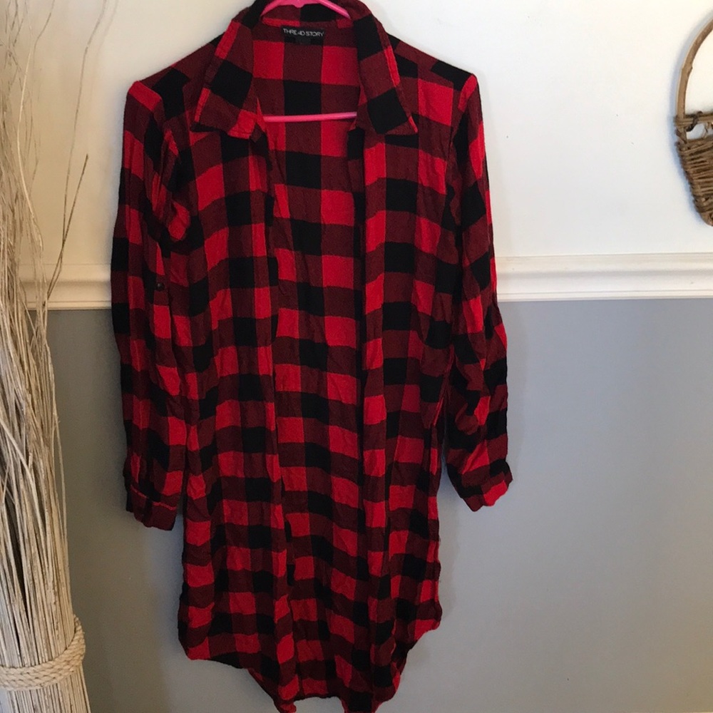 Red long flannel top